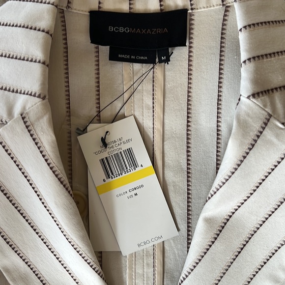 BCBGMAXAZRIA NWT Cap Sleeve Cream Jacket Size M Medium Cotton - Picture 6 of 9